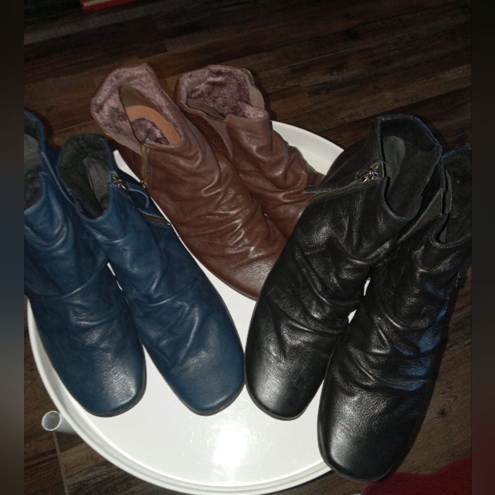 Set of 3 Walking Cradles Genuine Leather Ankle Booties Women's Size 10S FF226 - Picture 2 of 15